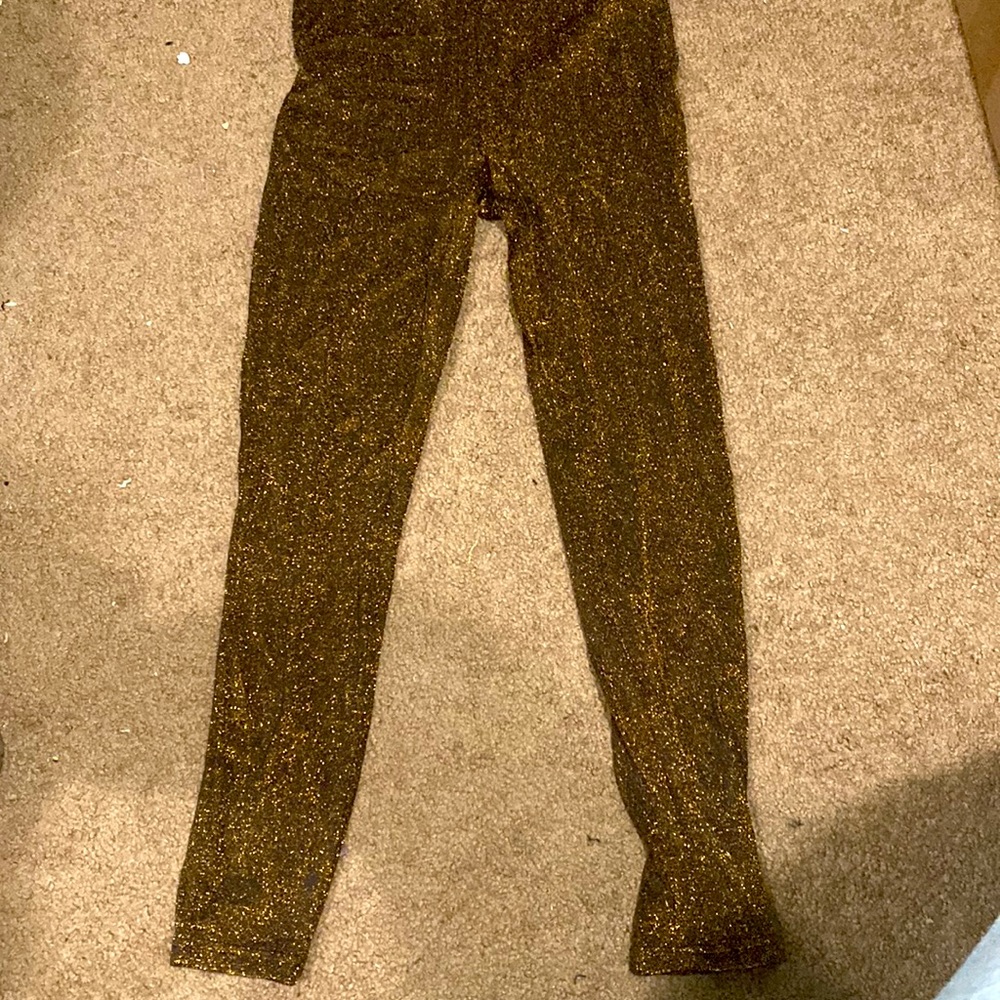 Black and copper shimmering leggings in perfect condition worn once size Large - Picture 3 of 4